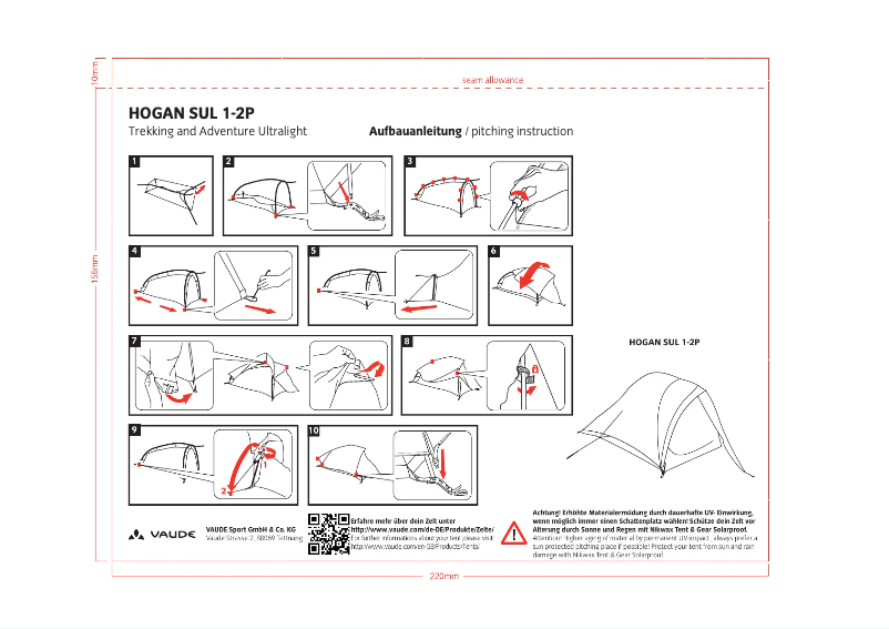 Page n°1 - Manuel utilisateur Vaude HOGAN SUL 1-2P