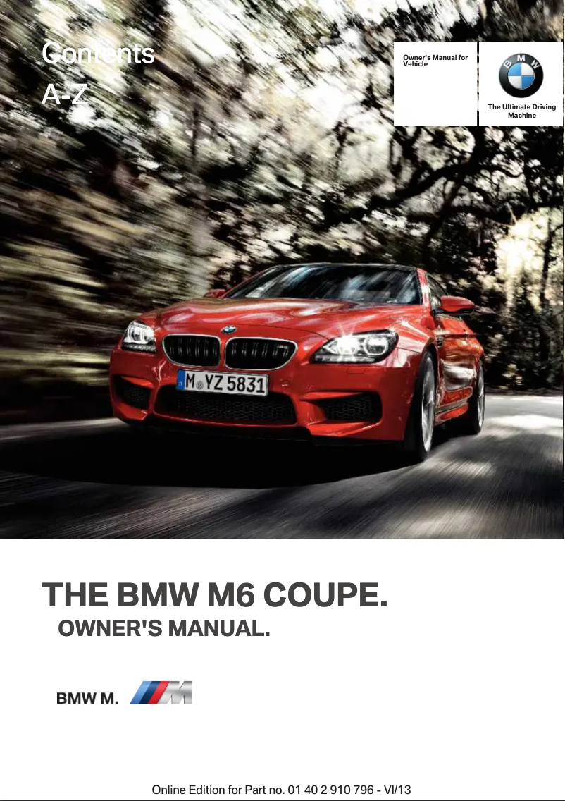 Page 1 de la notice Manuel utilisateur BMW M6 Coupe (2014)