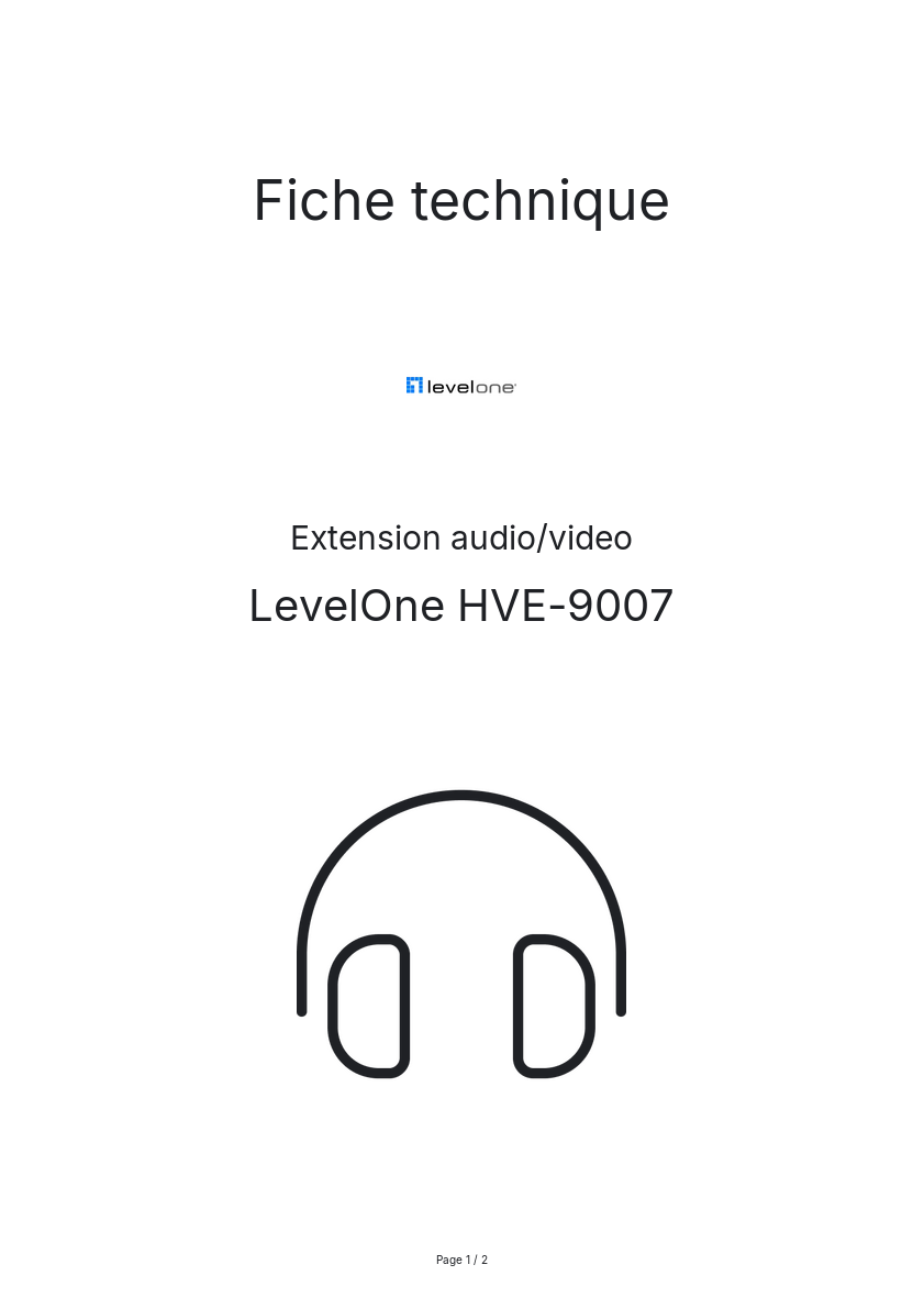 Page n°1 - Fiche technique LevelOne HVE-9007
