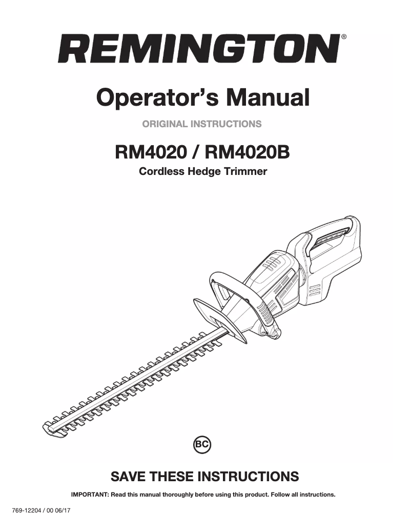 Page 1 de la notice Manuel utilisateur Remington RM4020