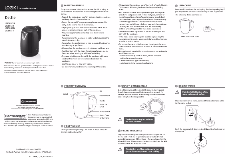 Image de la première page du manuel de l'appareil L17SKBK14