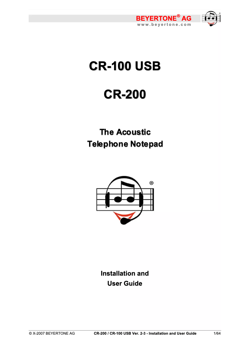 Image de la première page du manuel de l'appareil CR-200