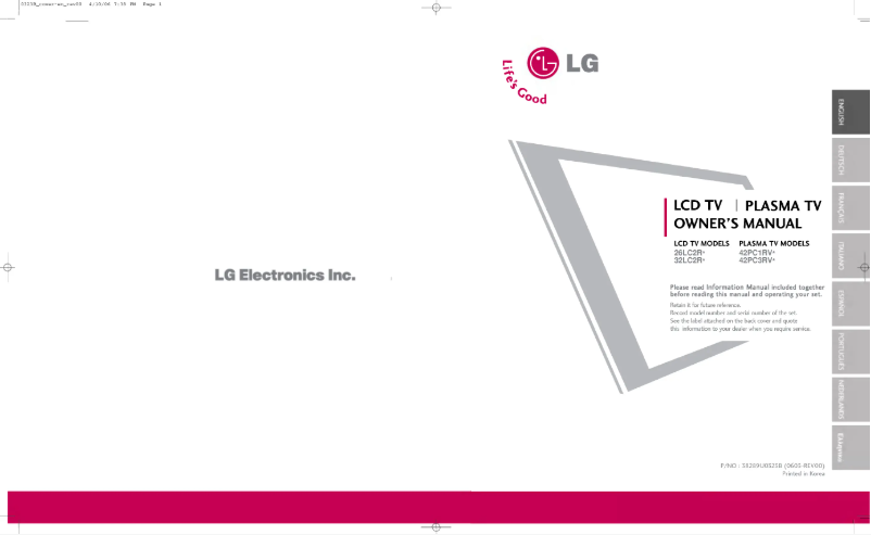 Page 1 de la notice Manuel utilisateur LG 42PC1RV