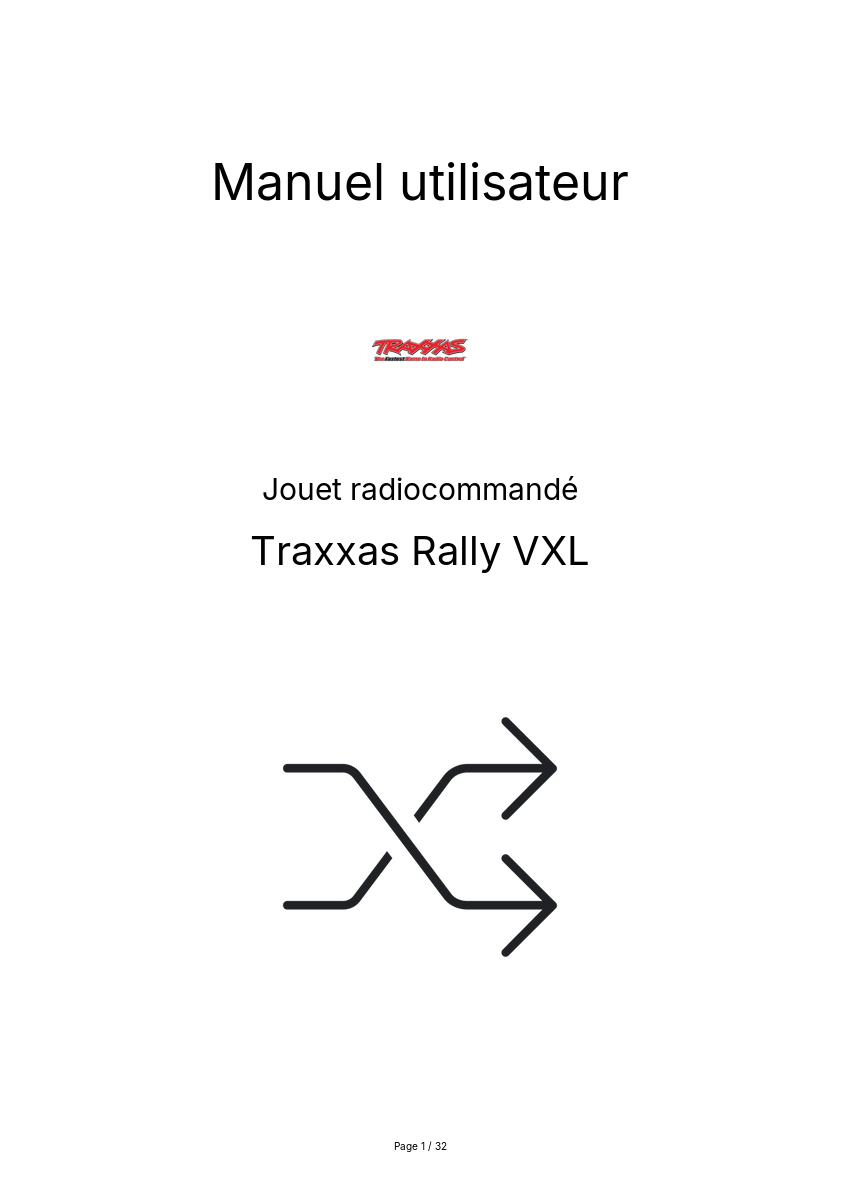 Page n°1 - Manuel utilisateur Traxxas Rally VXL