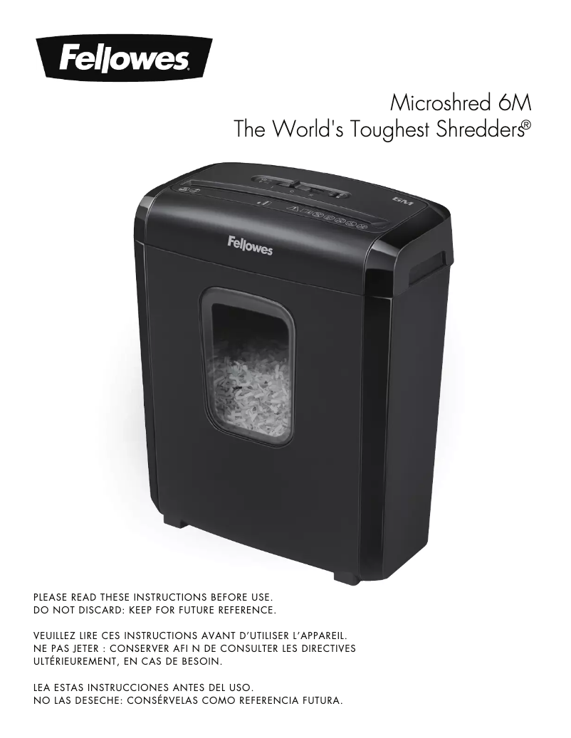 Image de la première page du manuel de l'appareil MicroShred 6M