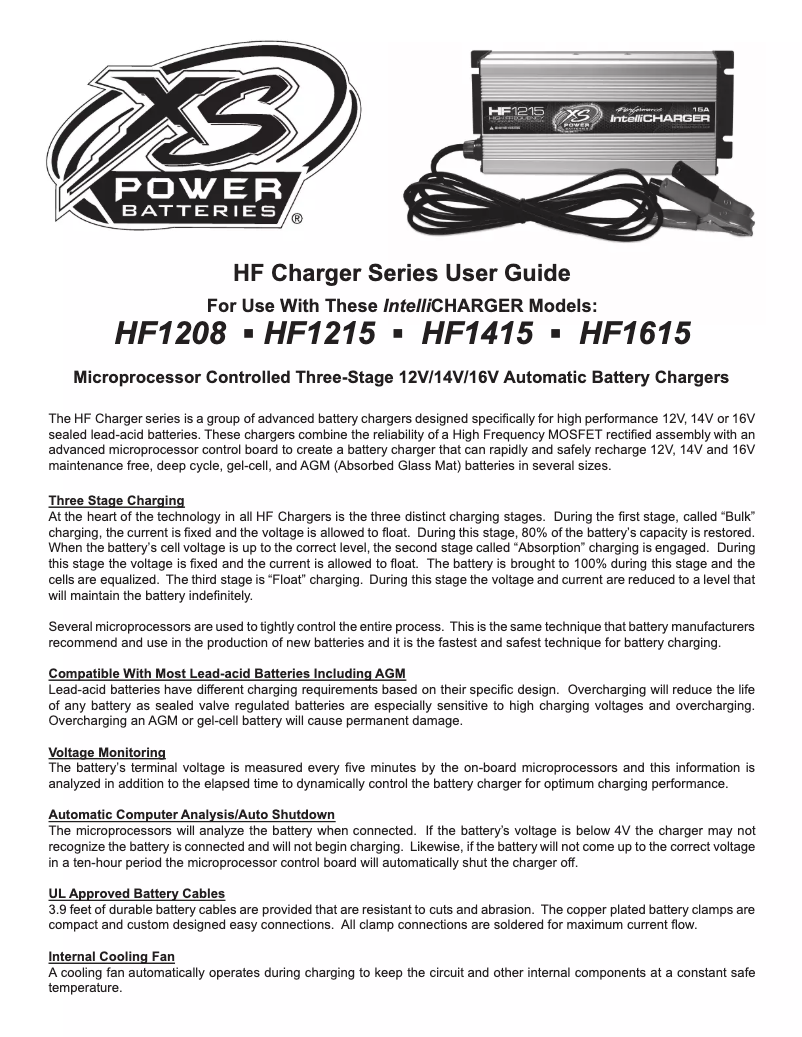 Page n°1 - Manuel utilisateur XS Power IntelliCharger HF1208