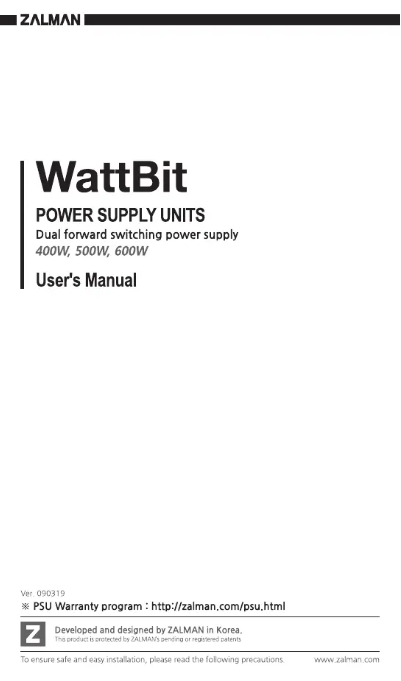 Página 1 del manual Manual de usuario Zalman Wattbit ZM500-XE