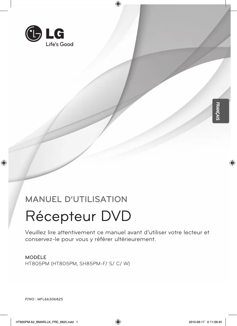 Page 1 de la notice Manuel utilisateur LG HT805PM