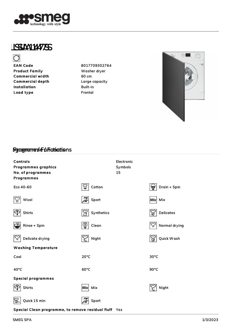 Page n°1 - Brochure Smeg LSIA147S