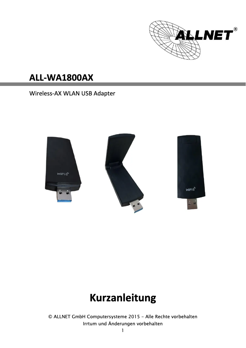 Page 1 de la notice Manuel utilisateur Allnet ALL-WA1800AX
