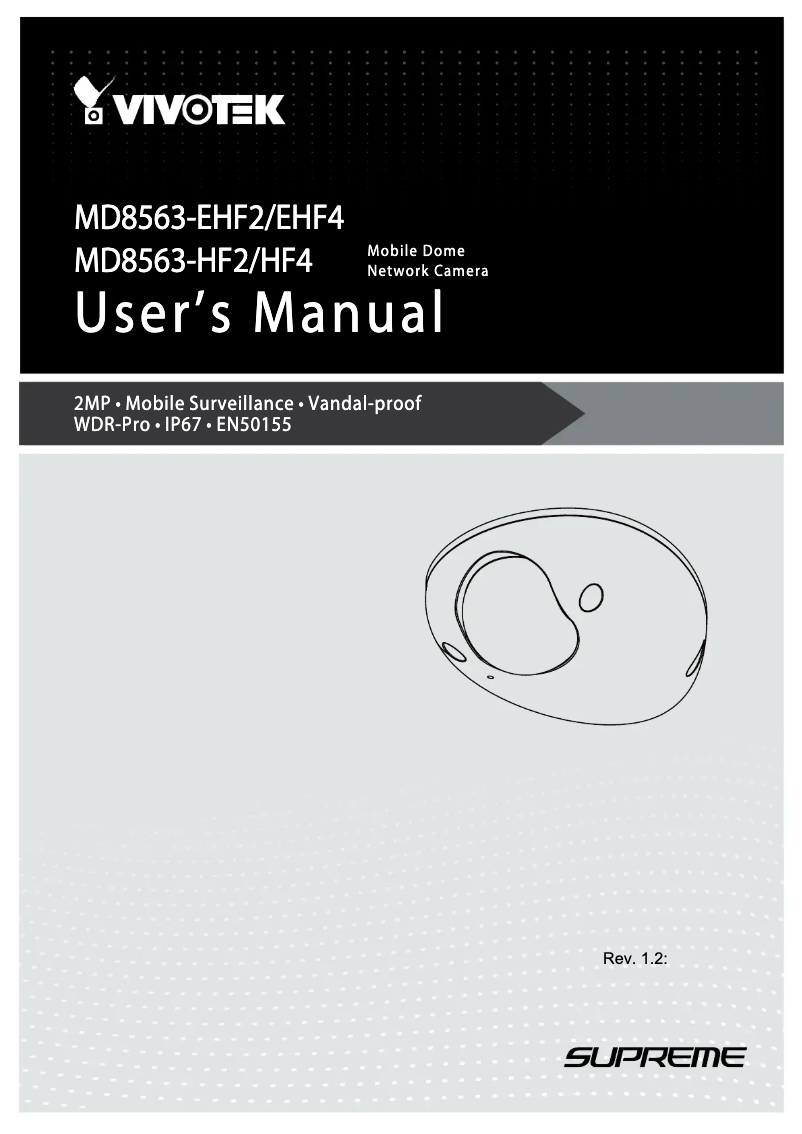 Page 1 de la notice Manuel utilisateur Vivotek MD9582-H