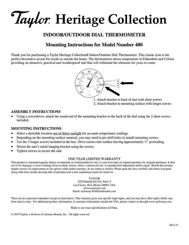 Image de la première page du manuel de l'appareil 480CR