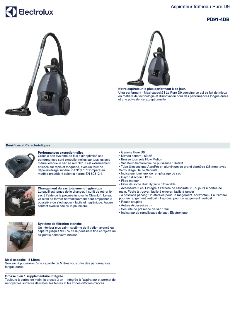 Page n°1 - Fiche technique Electrolux PD91-4DB