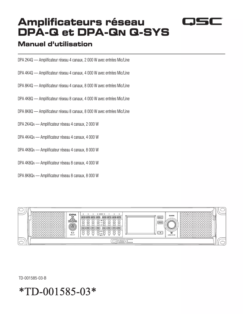 Page 1 de la notice Manuel utilisateur QSC DPA-4K4Q