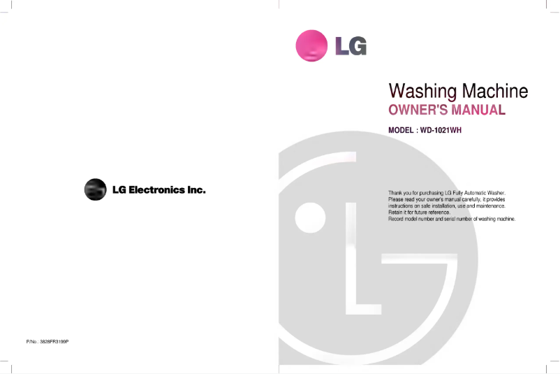 Page 1 de la notice Manuel utilisateur LG WD-1021WH