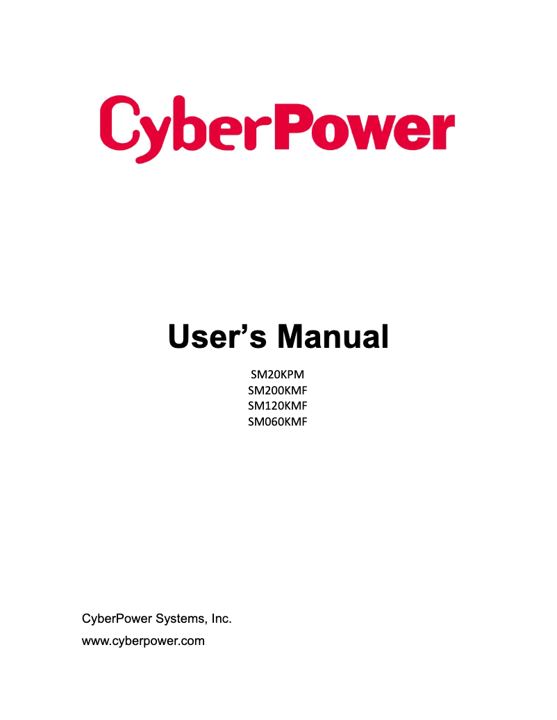 Page 1 de la notice Manuel utilisateur CyberPower SM200KMF