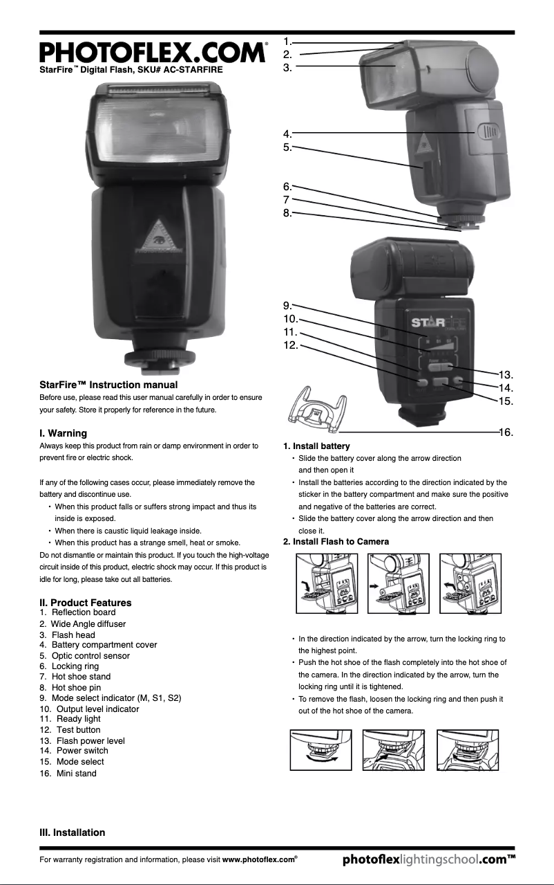Image de la première page du manuel de l'appareil StarFire