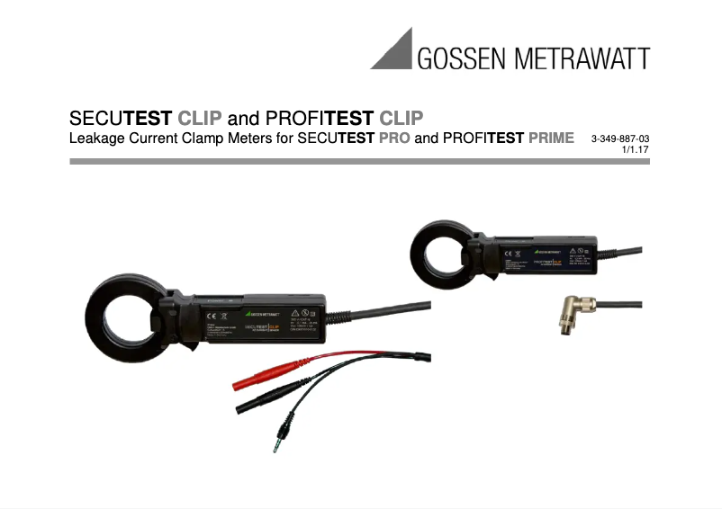 Page 1 de la notice Manuel utilisateur Gossen Metrawatt SECUTEST CLIP