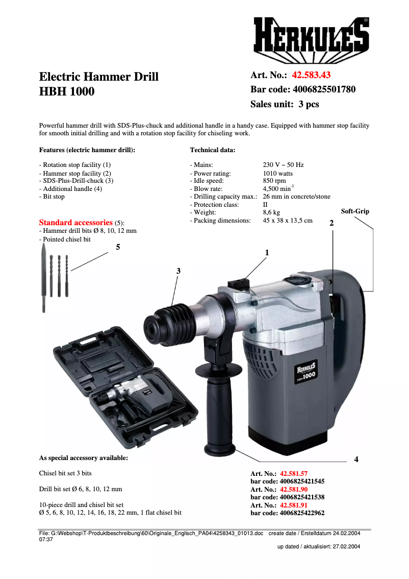 Imagen de la primera página del manual del dispositivo HBH 1000
