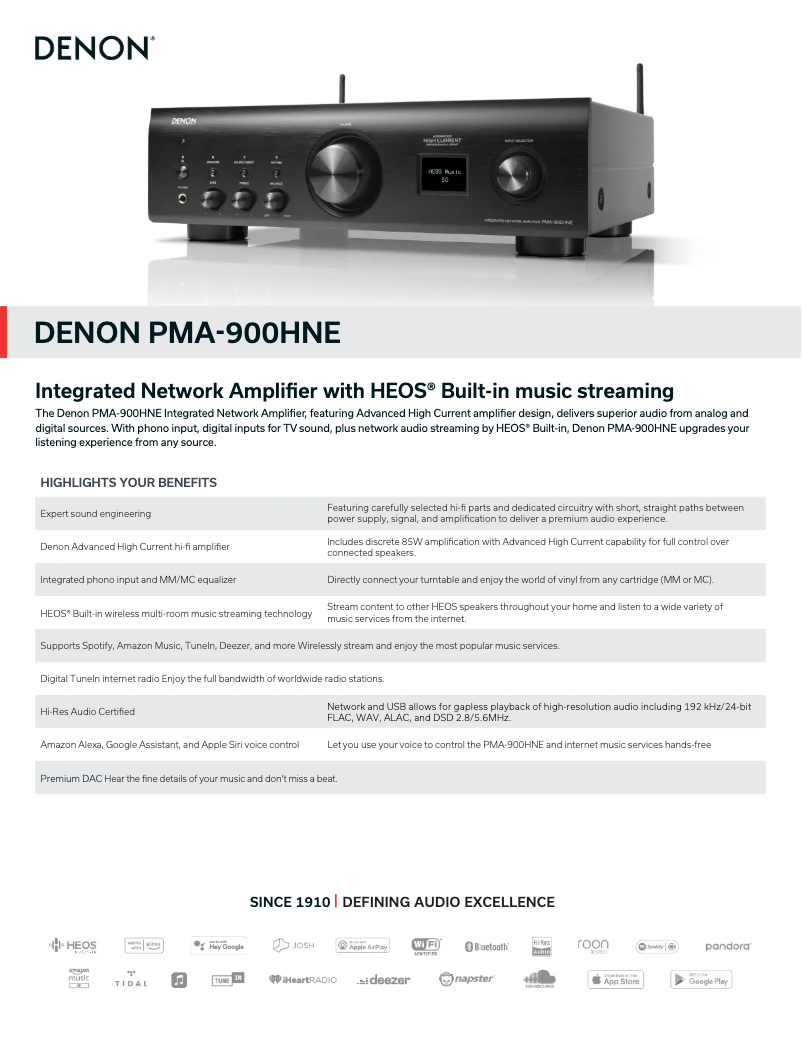 Page n°1 - Fiche technique Denon PMA-900HNE