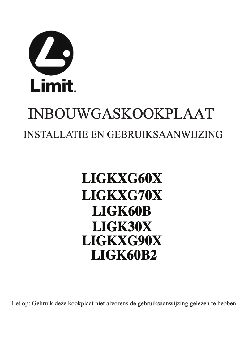 Page n°1 - Manuel utilisateur Limit LIGK60B2
