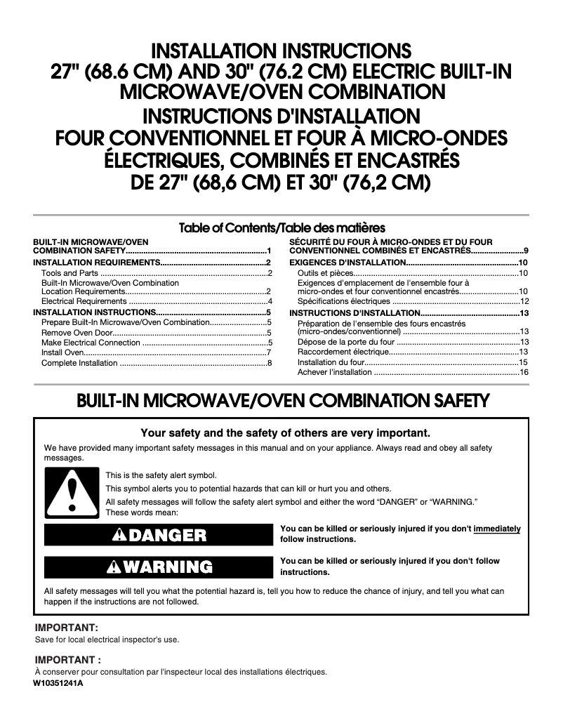 Page 1 de la notice Manuel utilisateur Whirlpool WOC54EC0AS