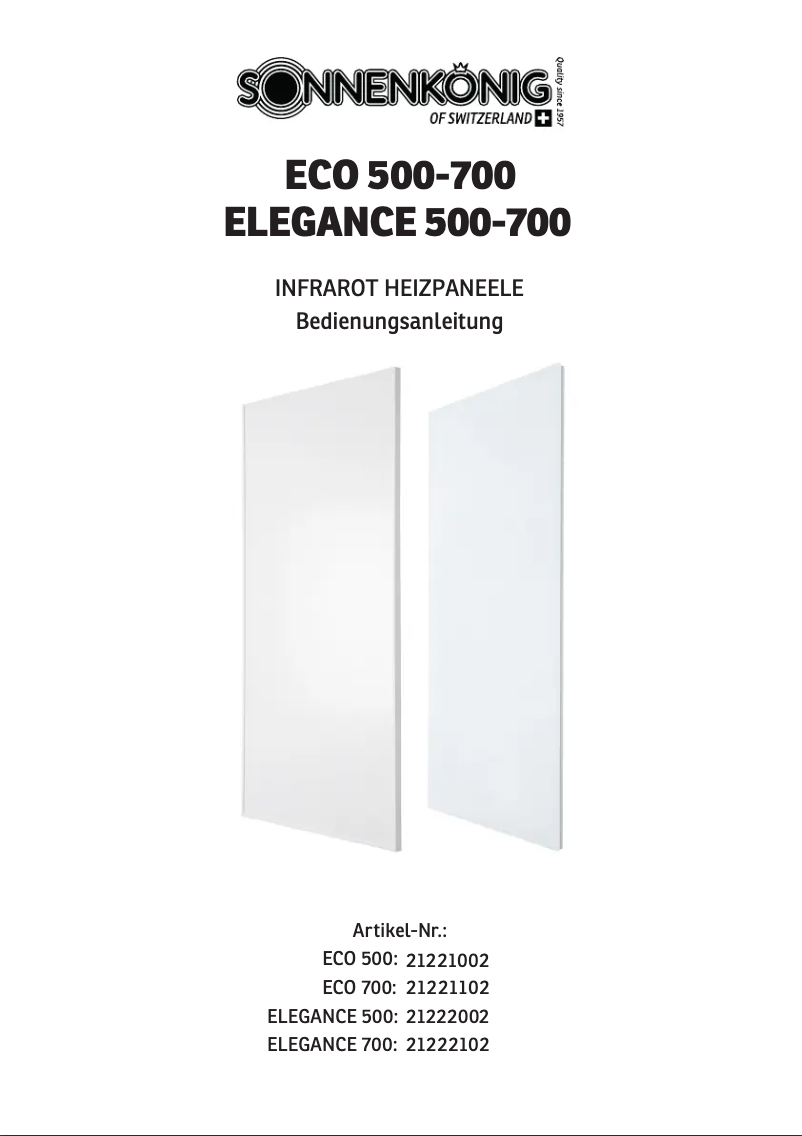 Page 1 of the manual User Manual Sonnenkönig Eco 500