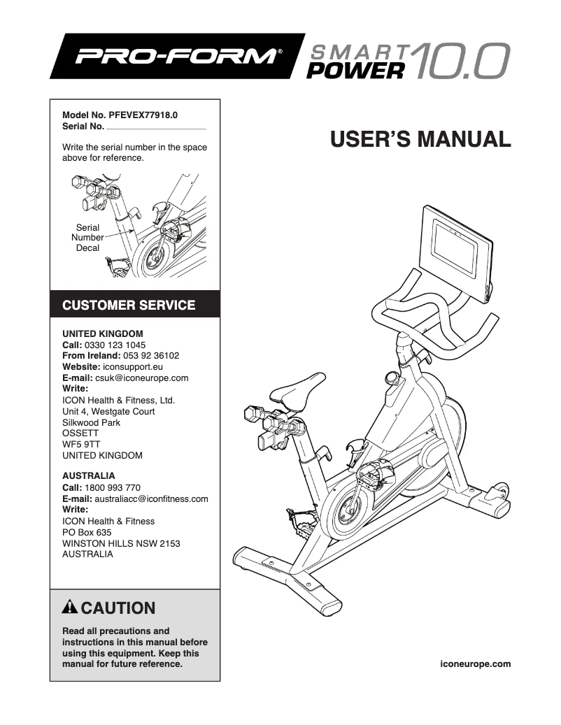 Page 1 de la notice Manuel utilisateur ProForm Smart Power 10.0