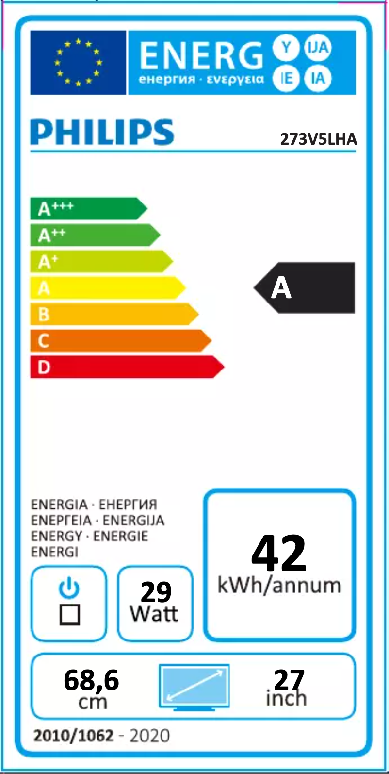 Página 1 del manual Etiqueta energética Philips 273V5LHAB
