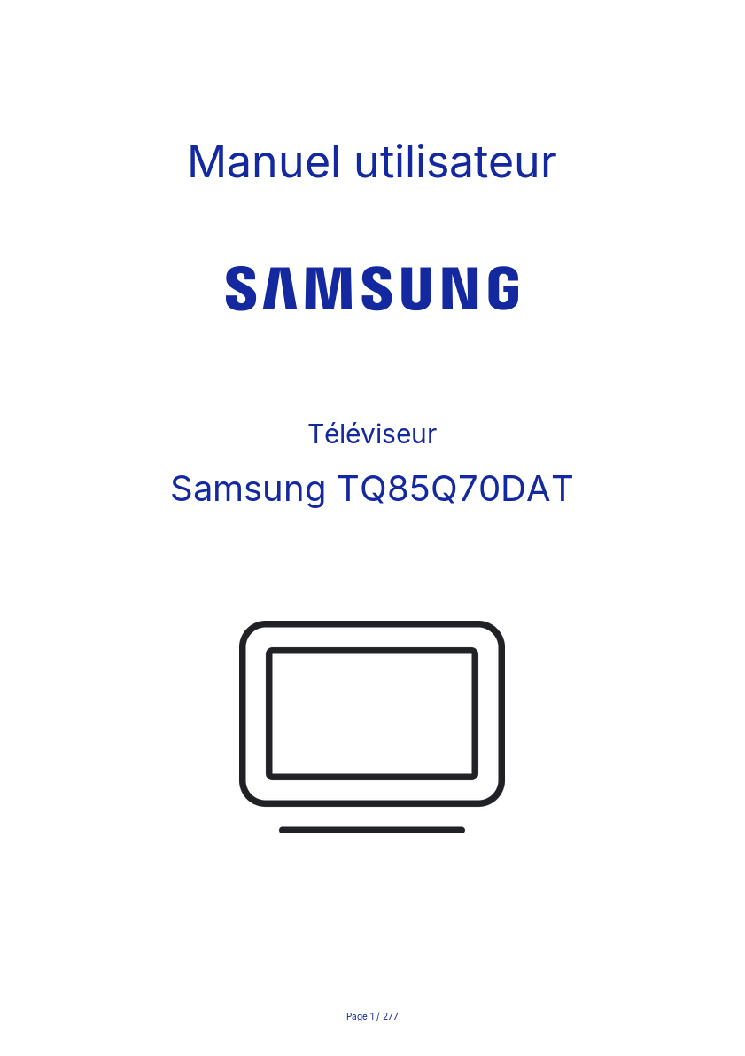 Page n°1 - Manuel utilisateur Samsung TQ85Q70DAT