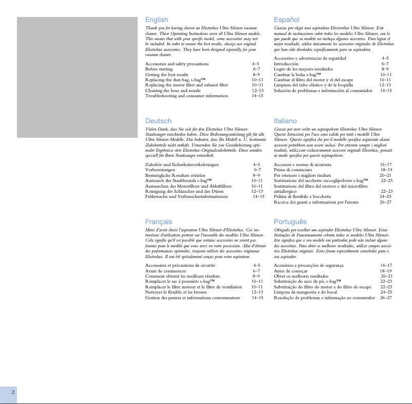 Page 1 de la notice Manuel utilisateur Electrolux UltraSilencer ZUS3366