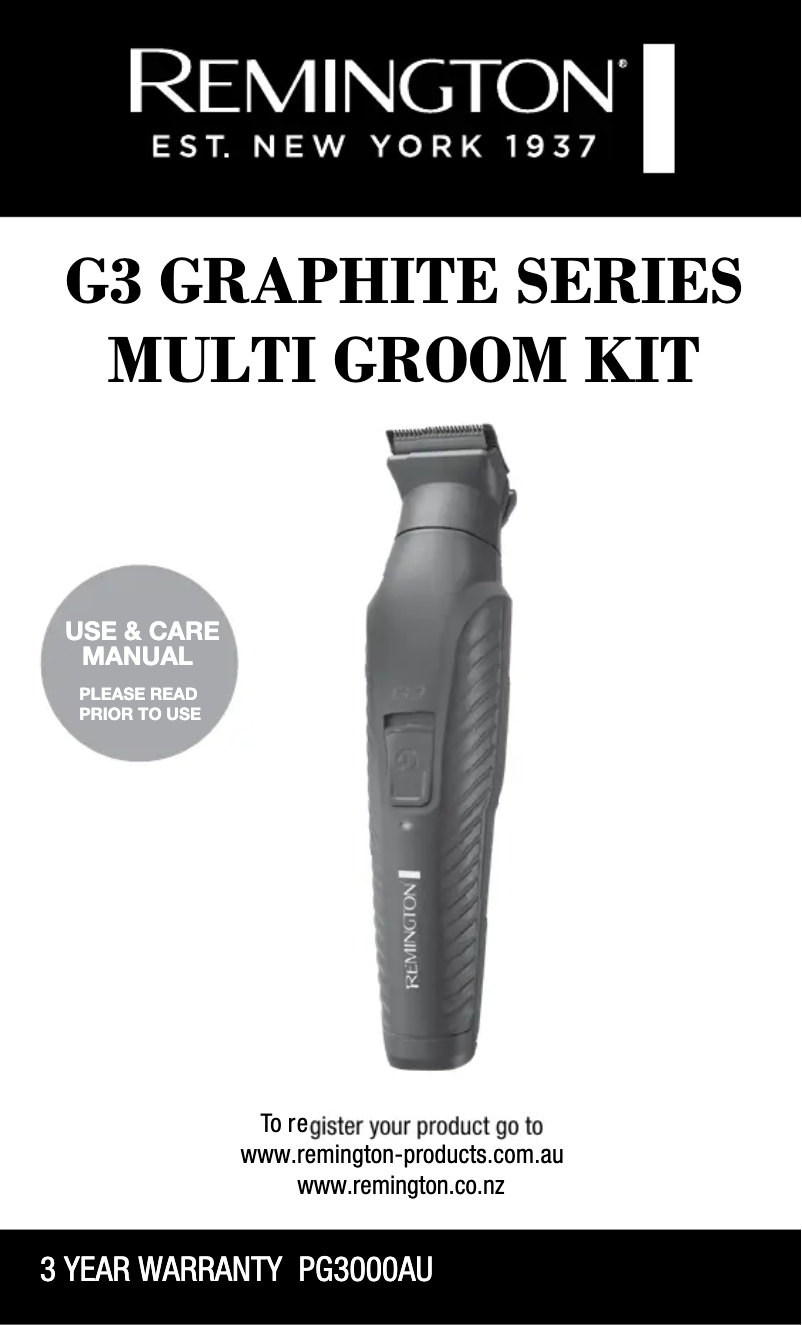 Image de la première page du manuel de l'appareil G3 Graphite PG3000AU