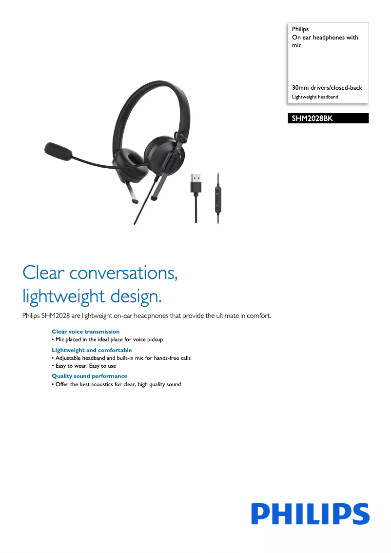 Page n°1 - Manuel utilisateur Philips SHM2028