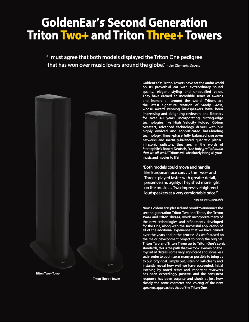 Page n°1 - Brochure GoldenEar Triton Two