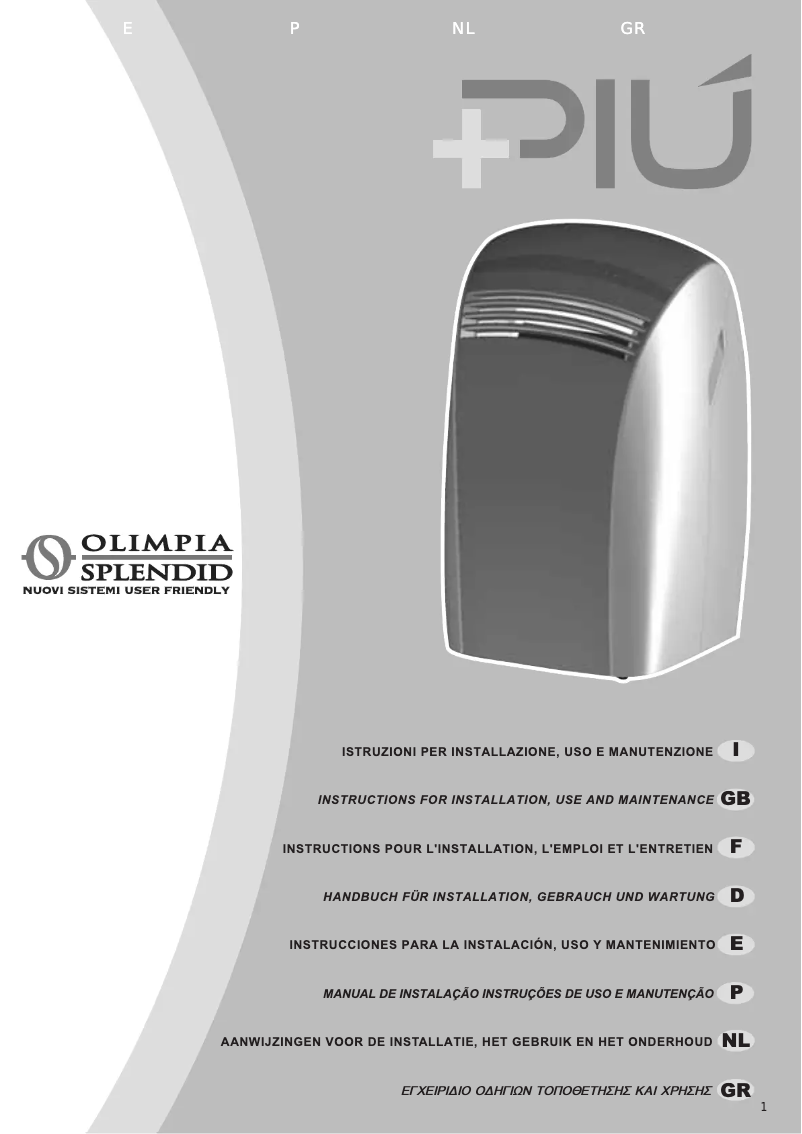 Page 1 de la notice Manuel utilisateur Olimpia Splendid Piu Cube 13