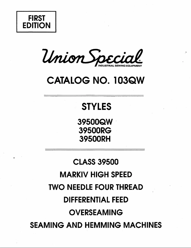 Page 1 de la notice Manuel utilisateur Union Special 39500RH