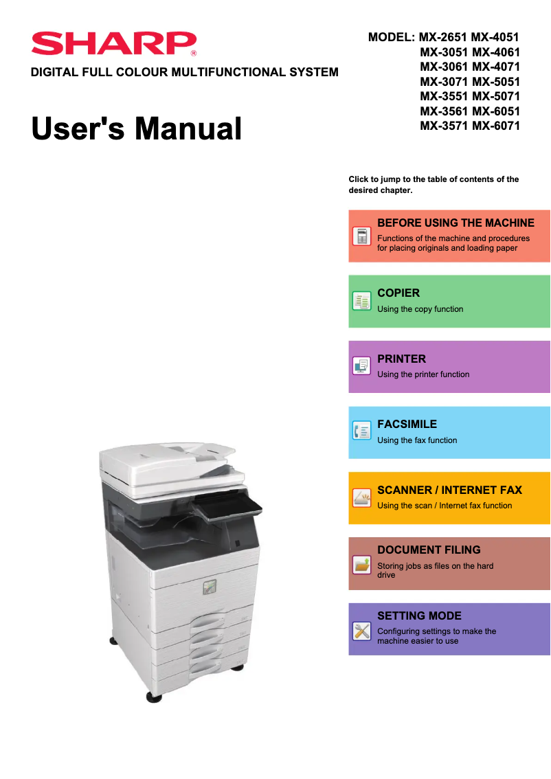 Page n°1 - Manuel utilisateur Sharp MX-6071S