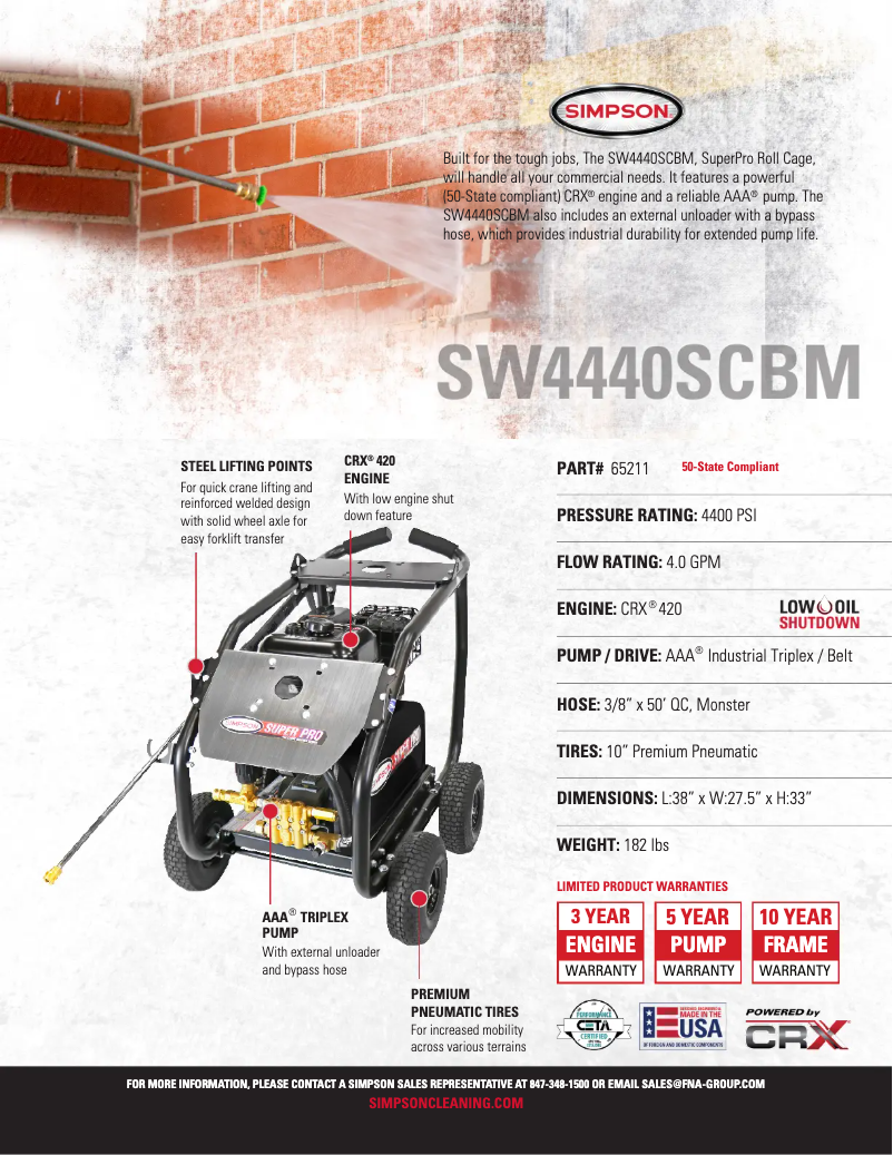 Page n°1 - Fiche technique Simpson SuperPro SW4440SCBM-S