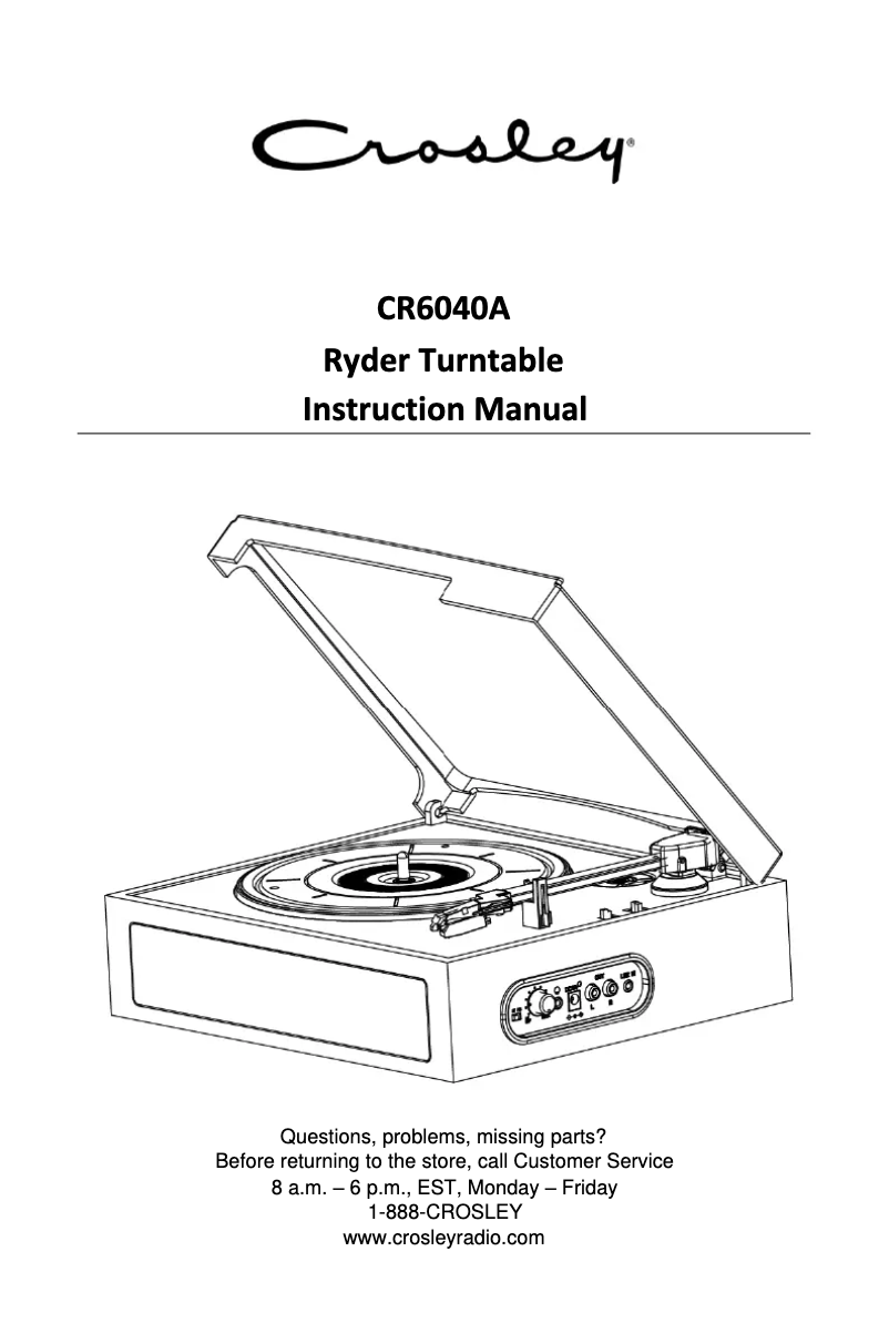 Page 1 de la notice Manuel utilisateur Crosley Ryder CR6040A