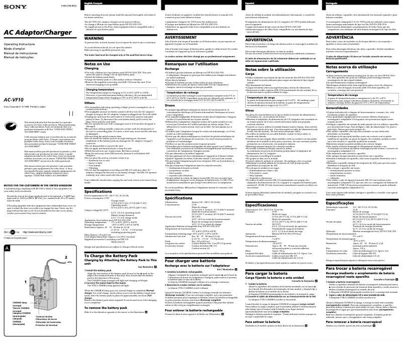 Página 1 del manual Manual de usuario Sony AC-VF10