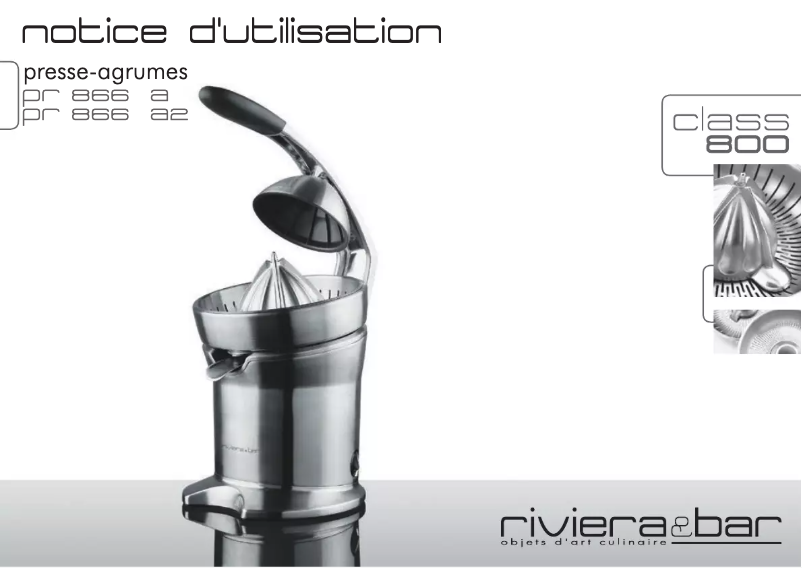 Page 1 de la notice Manuel utilisateur Riviera & Bar PR866A