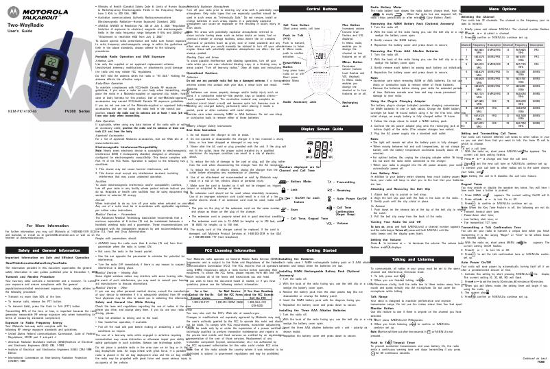 Image de la première page du manuel de l'appareil Talkabout FV300