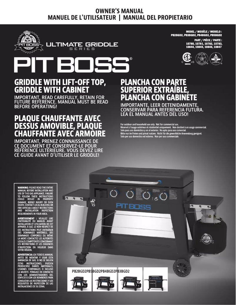 Page n°1 - Manuel utilisateur Pit Boss PB4BGD2