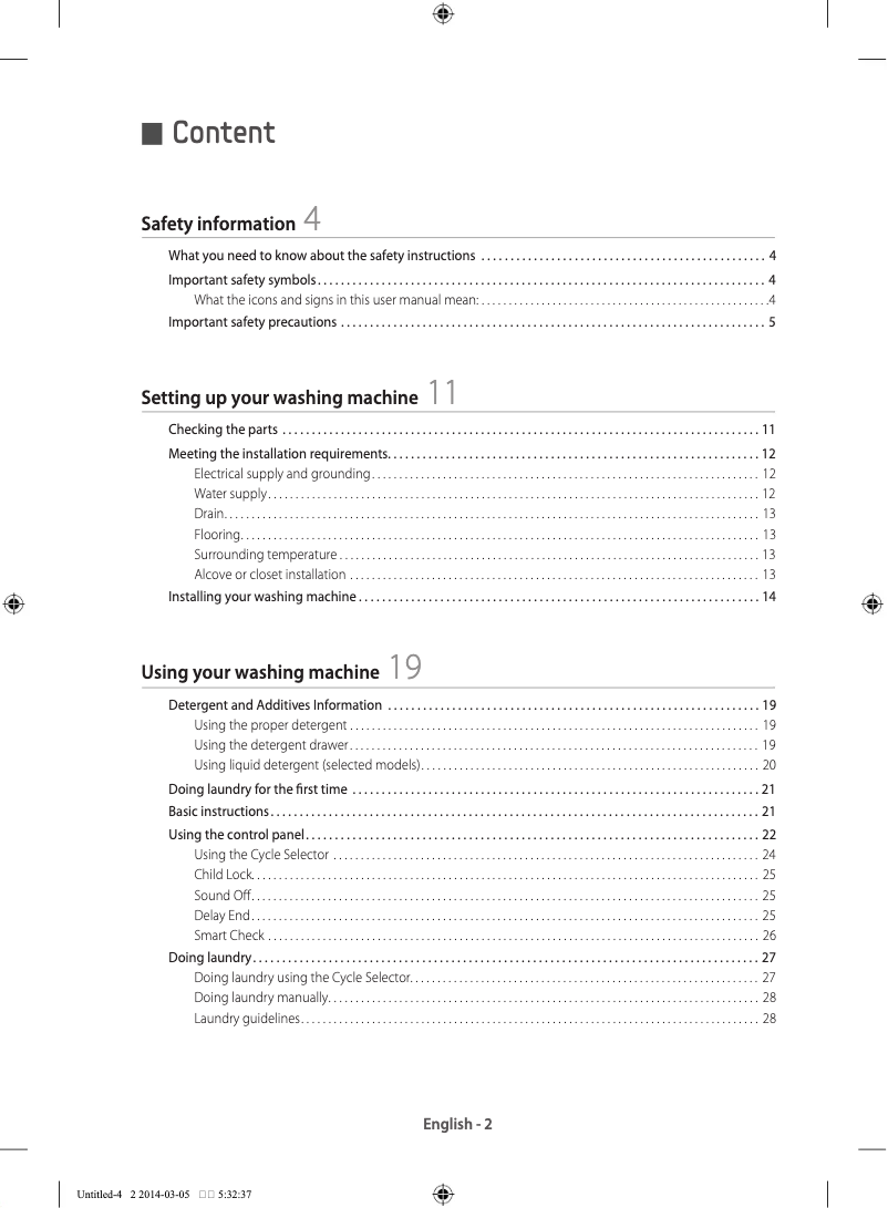 Page n°1 - Guide de démarrage rapide Samsung WF90F5E0W2W