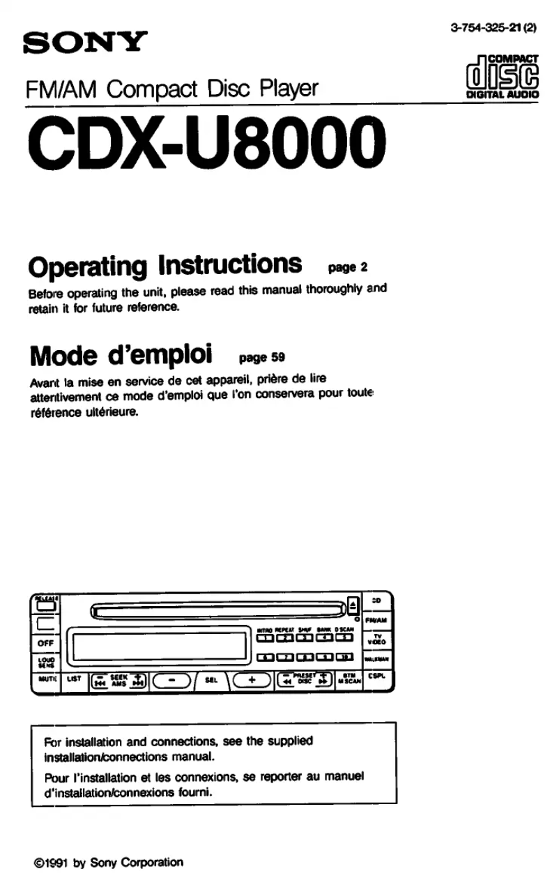 Page n°1 - Manuel utilisateur Sony CDX-U8000