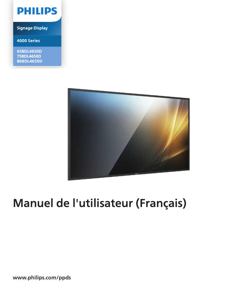 Page n°1 - Manuel utilisateur Philips 86BDL4650D