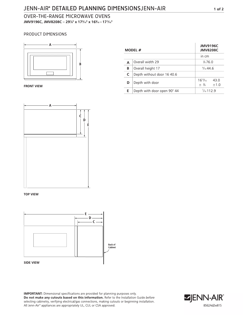 Image de la première page du manuel de l'appareil JMV9196CS