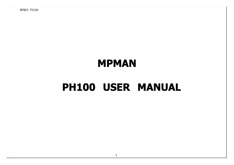 Image de la première page du manuel de l'appareil PH100
