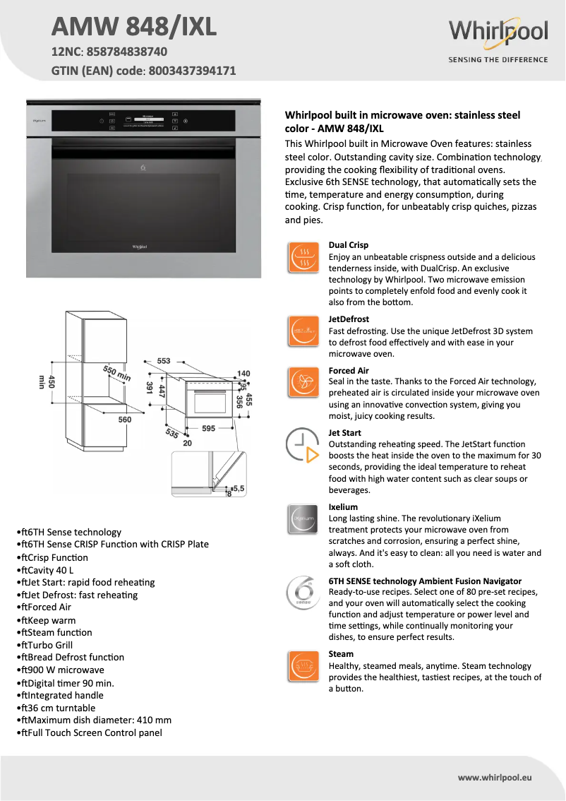 Image de la première page du manuel de l'appareil AMW 848/IXL