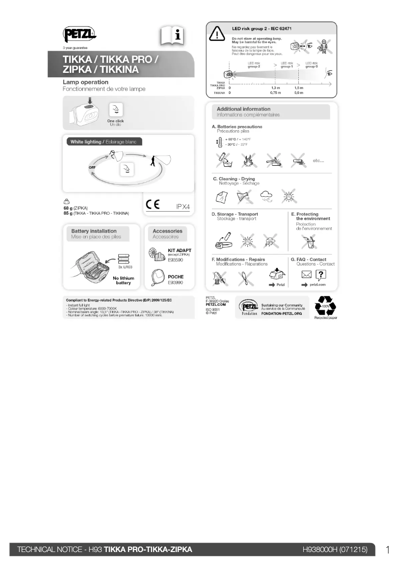 Image de la première page du manuel de l'appareil Tikka Pro